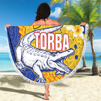 Torba Province Beach Blanket Vanuatu Pattern Crocodile - Plumeria Flag Color LT14 - Polynesian Pride