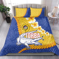 Torba Province Bedding Set Vanuatu Pattern Crocodile - Plumeria Flag Color
