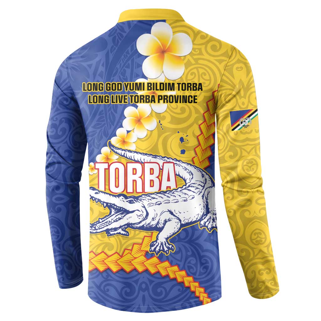 Torba Province Button Sweatshirt Vanuatu Pattern Crocodile - Plumeria Flag Color LT14 - Polynesian Pride