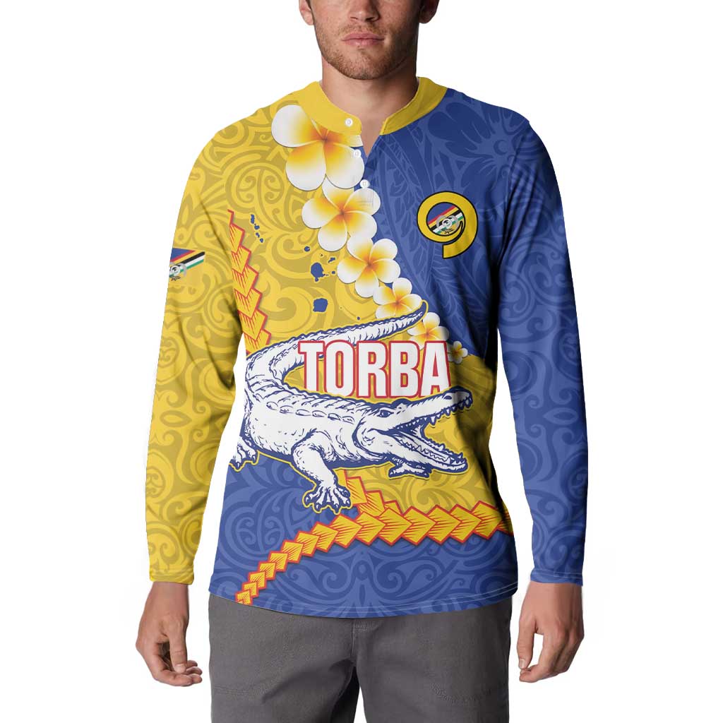 Torba Province Button Sweatshirt Vanuatu Pattern Crocodile - Plumeria Flag Color LT14 - Polynesian Pride