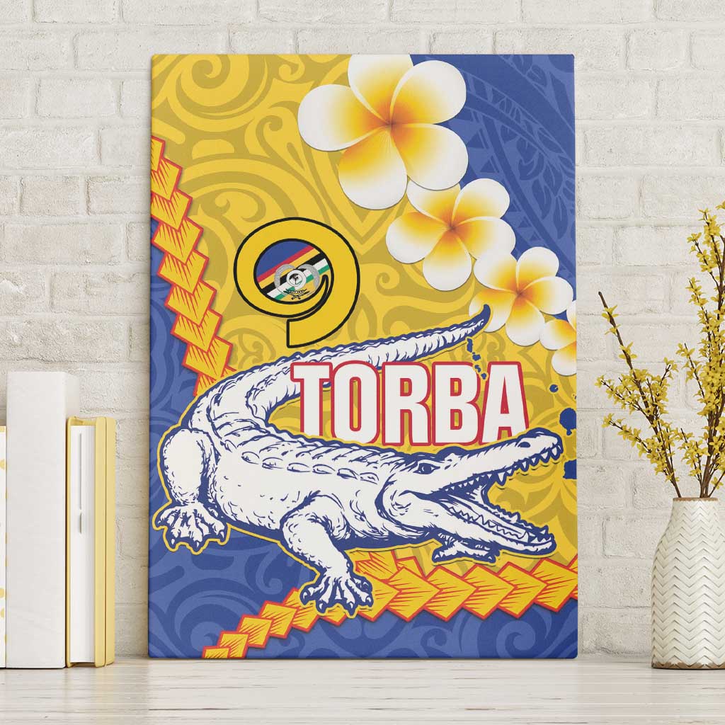 Torba Province Canvas Wall Art Vanuatu Pattern Crocodile - Plumeria Flag Color LT14 Without Frame Yellow - Polynesian Pride