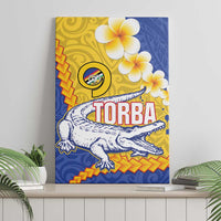 Torba Province Canvas Wall Art Vanuatu Pattern Crocodile - Plumeria Flag Color LT14 - Polynesian Pride