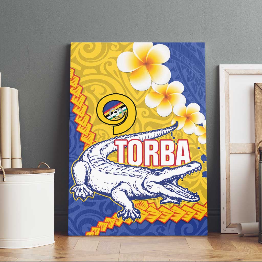 Torba Province Canvas Wall Art Vanuatu Pattern Crocodile - Plumeria Flag Color LT14 - Polynesian Pride