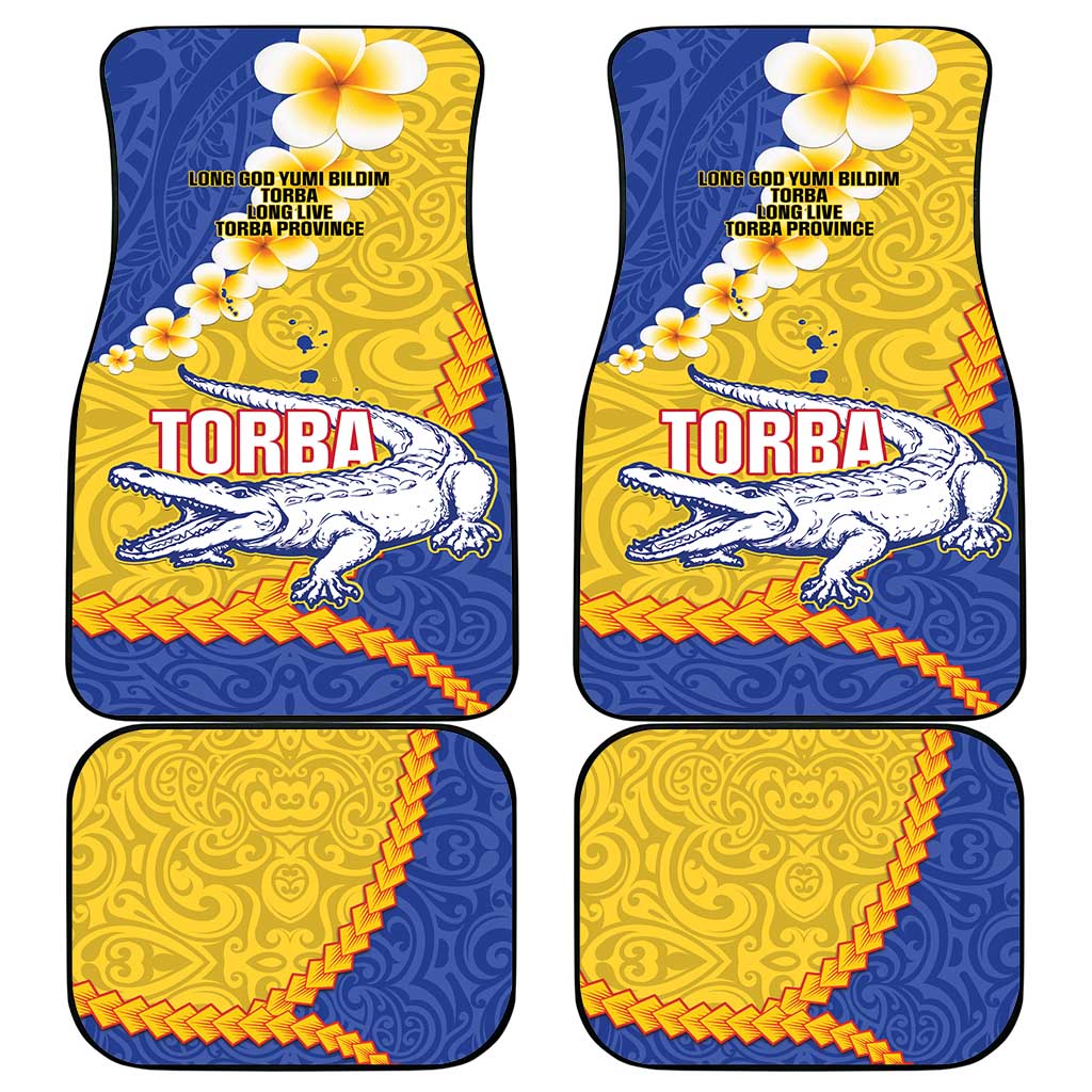Torba Province Car Mats Vanuatu Pattern Crocodile - Plumeria Flag Color LT14 - Polynesian Pride