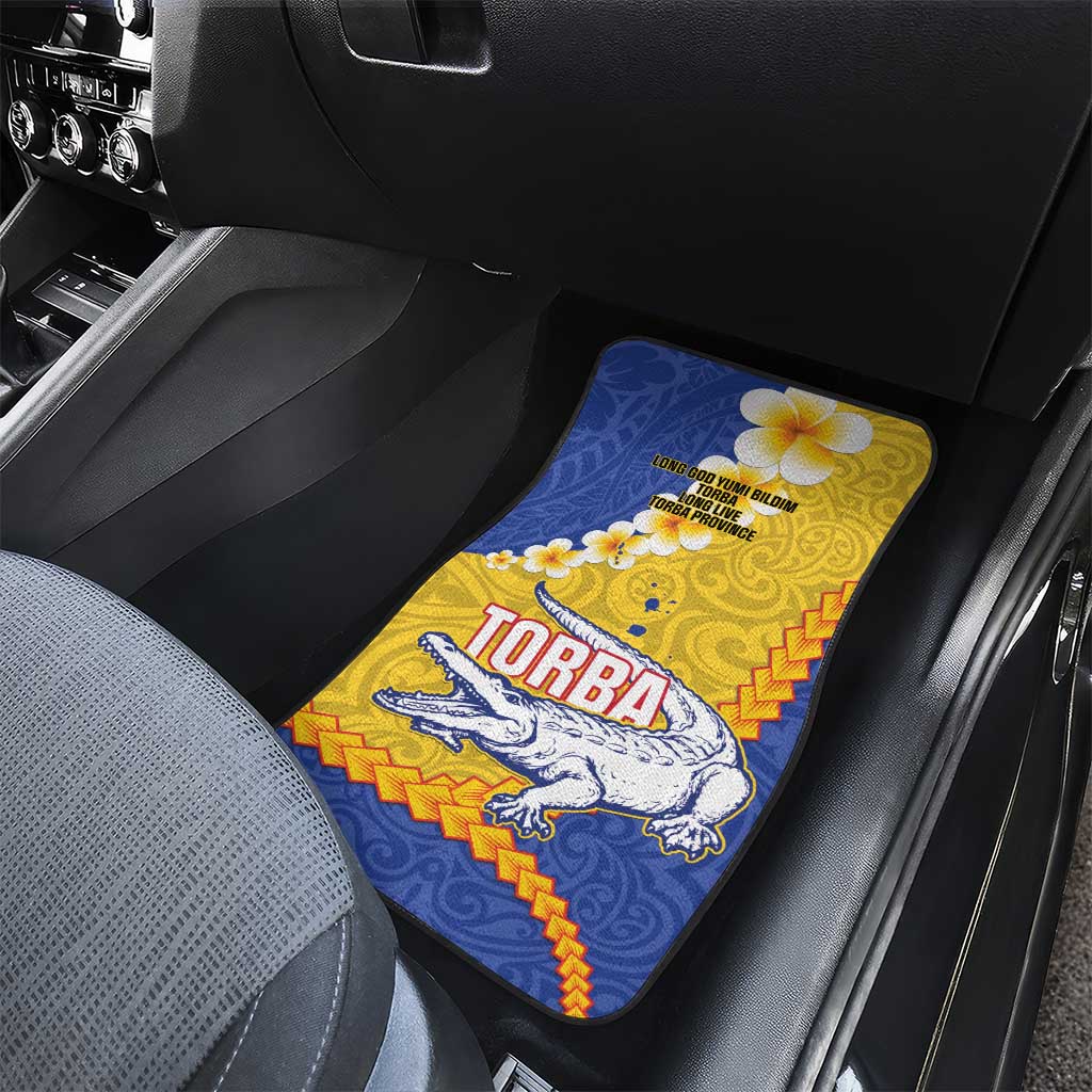 Torba Province Car Mats Vanuatu Pattern Crocodile - Plumeria Flag Color LT14 - Polynesian Pride