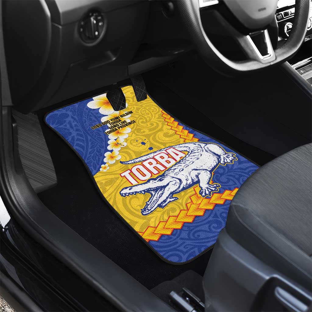 Torba Province Car Mats Vanuatu Pattern Crocodile - Plumeria Flag Color LT14 - Polynesian Pride