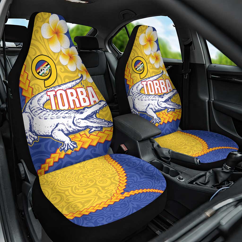 Torba Province Car Seat Cover Vanuatu Pattern Crocodile - Plumeria Flag Color