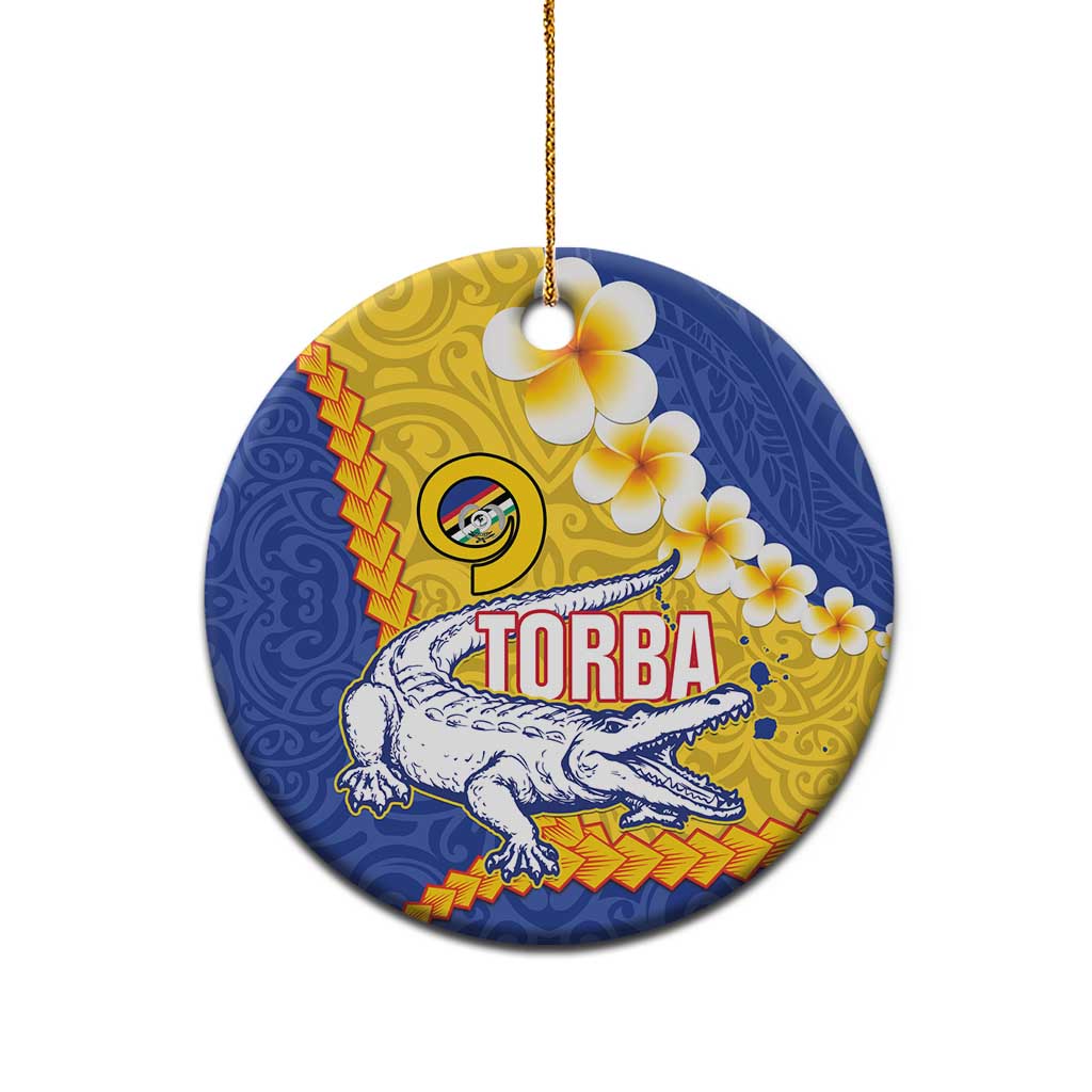 Torba Province Ceramic Ornament Vanuatu Pattern Crocodile - Plumeria Flag Color LT14 - Polynesian Pride