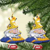 Torba Province Ceramic Ornament Vanuatu Pattern Crocodile - Plumeria Flag Color LT14 Christmas Tree Yellow - Polynesian Pride