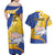 Torba Province Couples Matching Off Shoulder Maxi Dress and Hawaiian Shirt Vanuatu Pattern Crocodile - Plumeria Flag Color