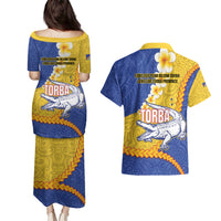 Torba Province Couples Matching Puletasi and Hawaiian Shirt Vanuatu Pattern Crocodile - Plumeria Flag Color LT14 - Polynesian Pride