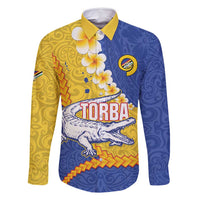 Torba Province Family Matching Off Shoulder Short Dress and Hawaiian Shirt Vanuatu Pattern Crocodile - Plumeria Flag Color