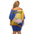 Torba Province Family Matching Off Shoulder Short Dress and Hawaiian Shirt Vanuatu Pattern Crocodile - Plumeria Flag Color