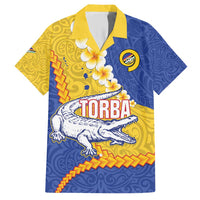 Torba Province Family Matching Short Sleeve Bodycon Dress and Hawaiian Shirt Vanuatu Pattern Crocodile - Plumeria Flag Color