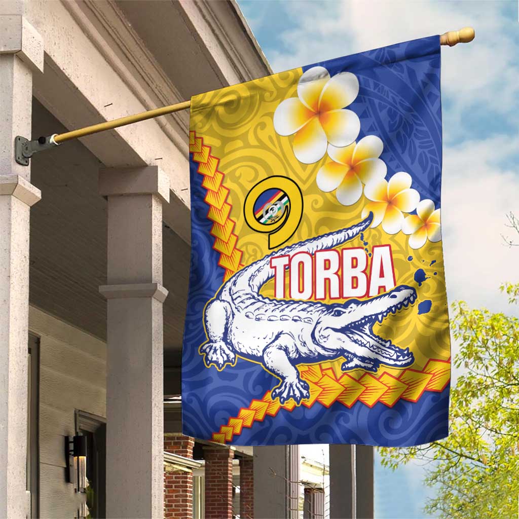 Torba Province Garden Flag Vanuatu Pattern Crocodile - Plumeria Flag Color LT14 House Flag Yellow - Polynesian Pride