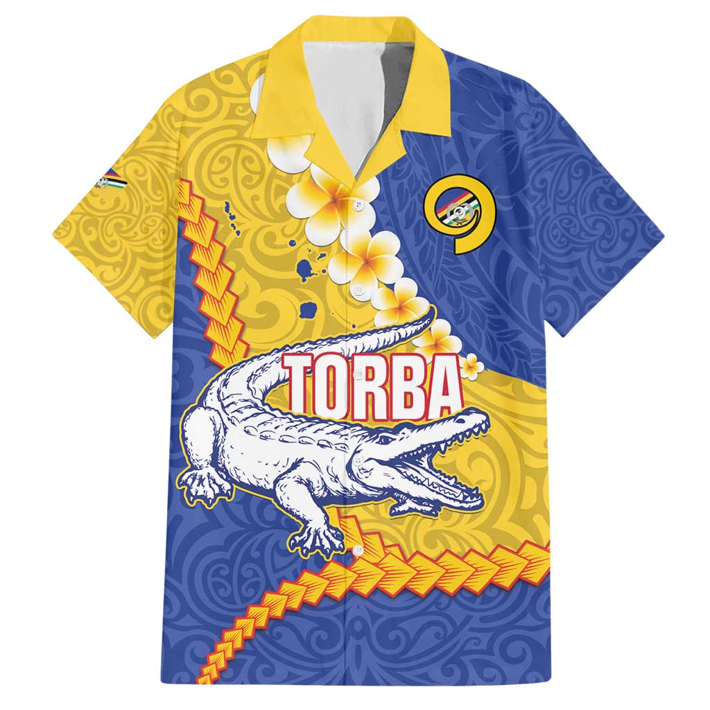 Torba Province Hawaiian Shirt Vanuatu Pattern Crocodile - Plumeria Flag Color