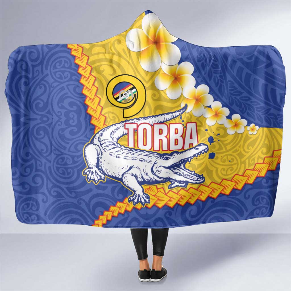 Torba Province Hooded Blanket Vanuatu Pattern Crocodile - Plumeria Flag Color LT14 One Size Yellow - Polynesian Pride