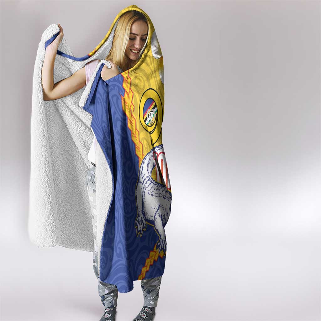 Torba Province Hooded Blanket Vanuatu Pattern Crocodile - Plumeria Flag Color LT14 - Polynesian Pride