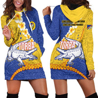 Torba Province Hoodie Dress Vanuatu Pattern Crocodile - Plumeria Flag Color