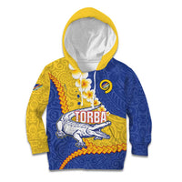 Torba Province Kid Hoodie Vanuatu Pattern Crocodile - Plumeria Flag Color