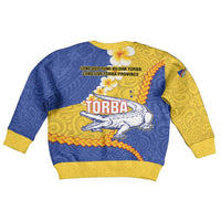 Torba Province Kid Ugly Christmas Sweater Vanuatu Pattern Crocodile - Plumeria Flag Color