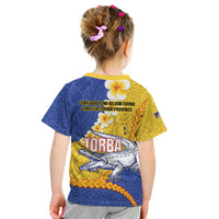 Torba Province Kid T Shirt Vanuatu Pattern Crocodile - Plumeria Flag Color