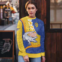 Torba Province Ugly Christmas Sweater Vanuatu Pattern Crocodile - Plumeria Flag Color