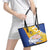 Torba Province Leather Tote Bag Vanuatu Pattern Crocodile - Plumeria Flag Color