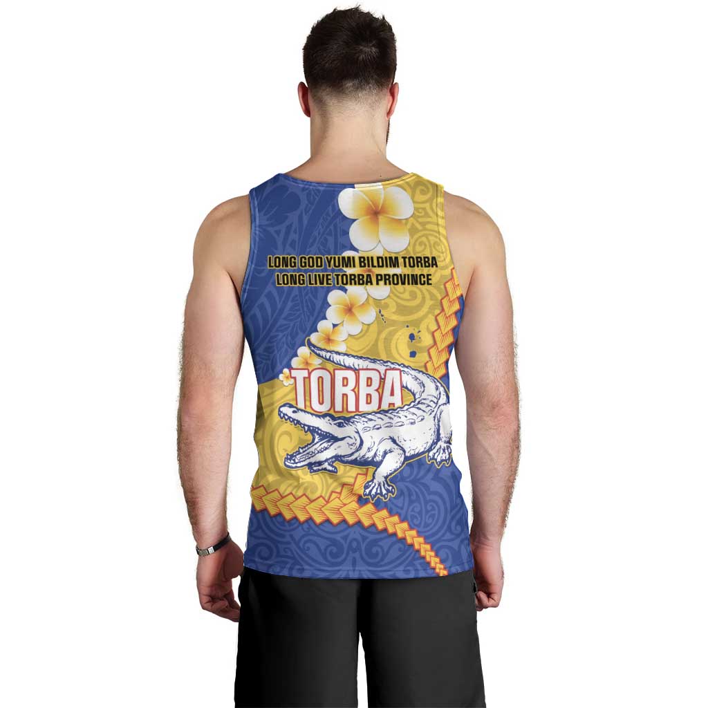 Torba Province Men Tank Top Vanuatu Pattern Crocodile - Plumeria Flag Color LT14 - Polynesian Pride