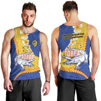 Torba Province Men Tank Top Vanuatu Pattern Crocodile - Plumeria Flag Color LT14 - Polynesian Pride