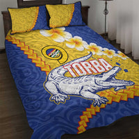 Torba Province Quilt Bed Set Vanuatu Pattern Crocodile - Plumeria Flag Color LT14 Yellow - Polynesian Pride