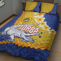 Torba Province Quilt Bed Set Vanuatu Pattern Crocodile - Plumeria Flag Color LT14 - Polynesian Pride