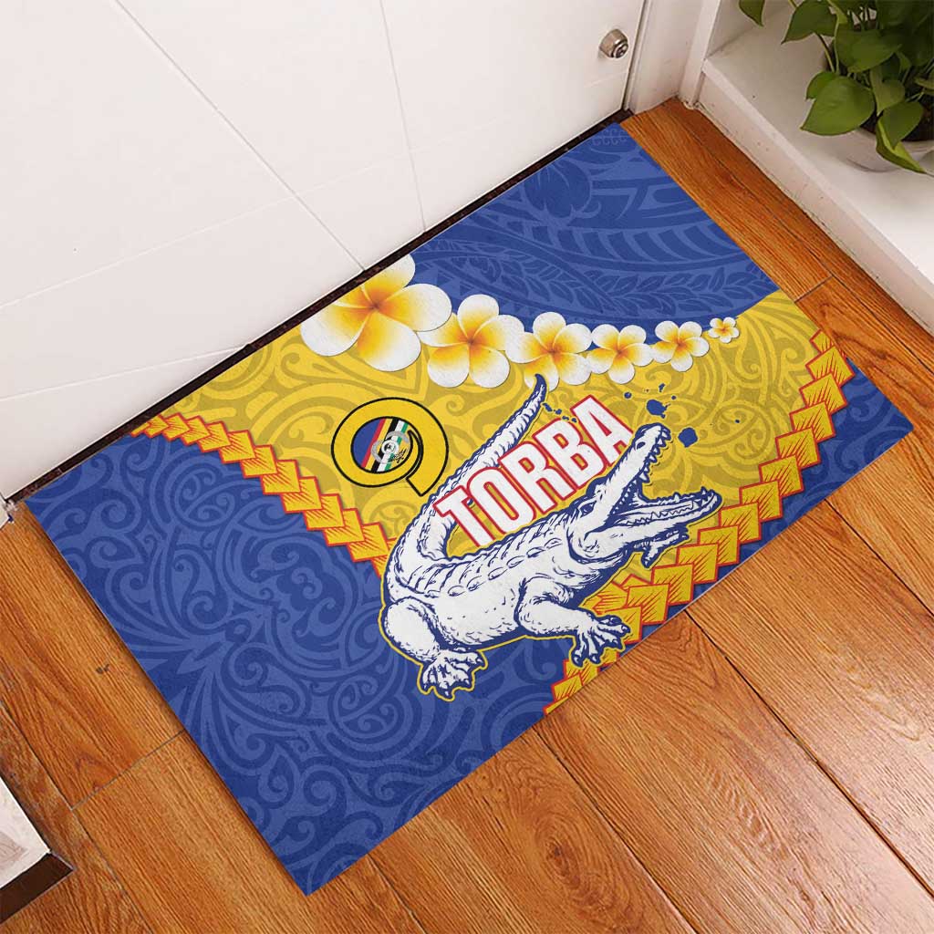Torba Province Rubber Doormat Vanuatu Pattern Crocodile - Plumeria Flag Color LT14 - Polynesian Pride