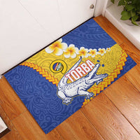 Torba Province Rubber Doormat Vanuatu Pattern Crocodile - Plumeria Flag Color LT14 - Polynesian Pride
