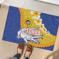 Torba Province Rubber Doormat Vanuatu Pattern Crocodile - Plumeria Flag Color LT14 - Polynesian Pride