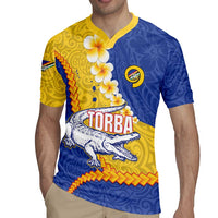 Torba Province Rugby Jersey Vanuatu Pattern Crocodile - Plumeria Flag Color LT14 - Polynesian Pride