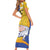 Torba Province Short Sleeve Bodycon Dress Vanuatu Pattern Crocodile - Plumeria Flag Color