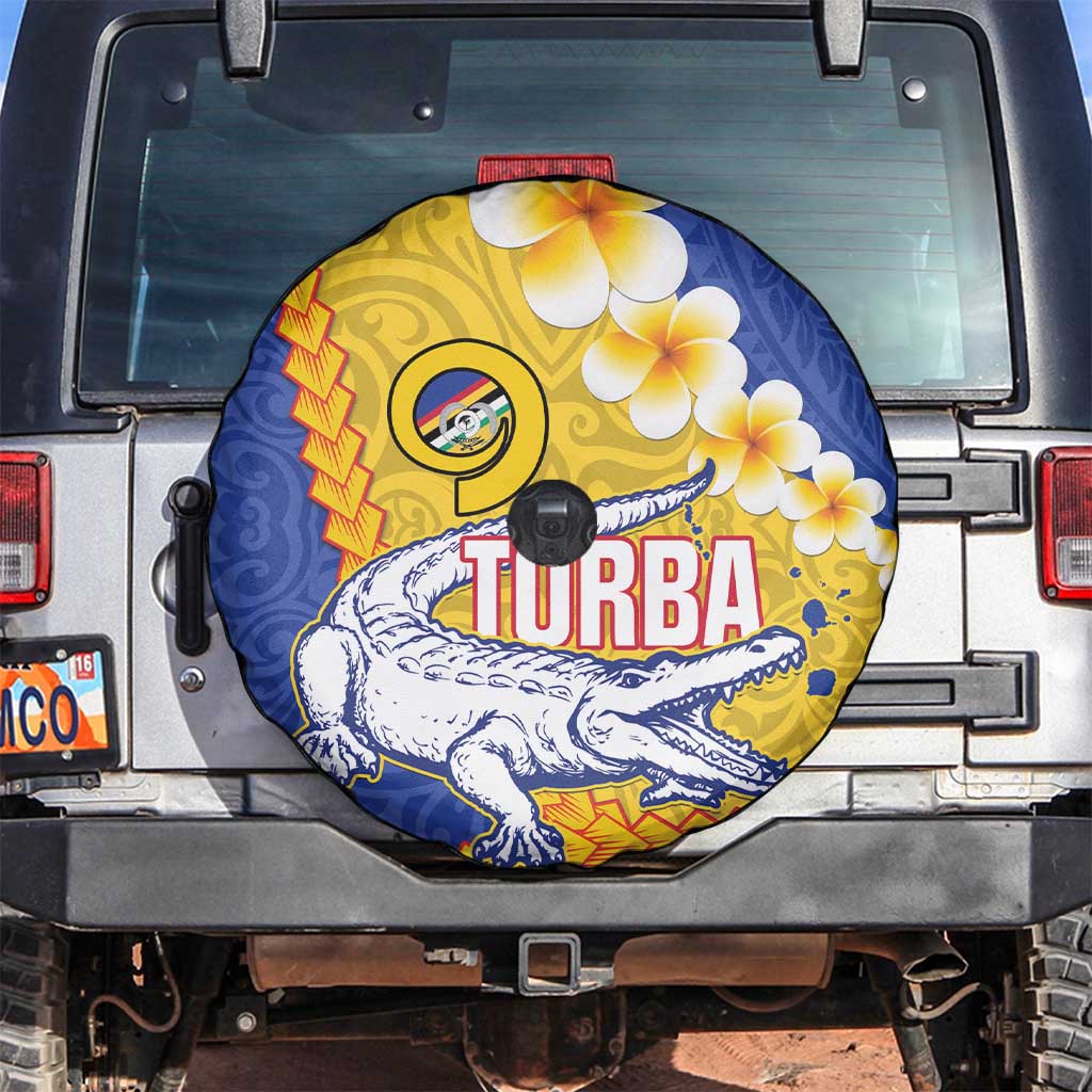 Torba Province Spare Tire Cover Vanuatu Pattern Crocodile - Plumeria Flag Color LT14 Yellow - Polynesian Pride