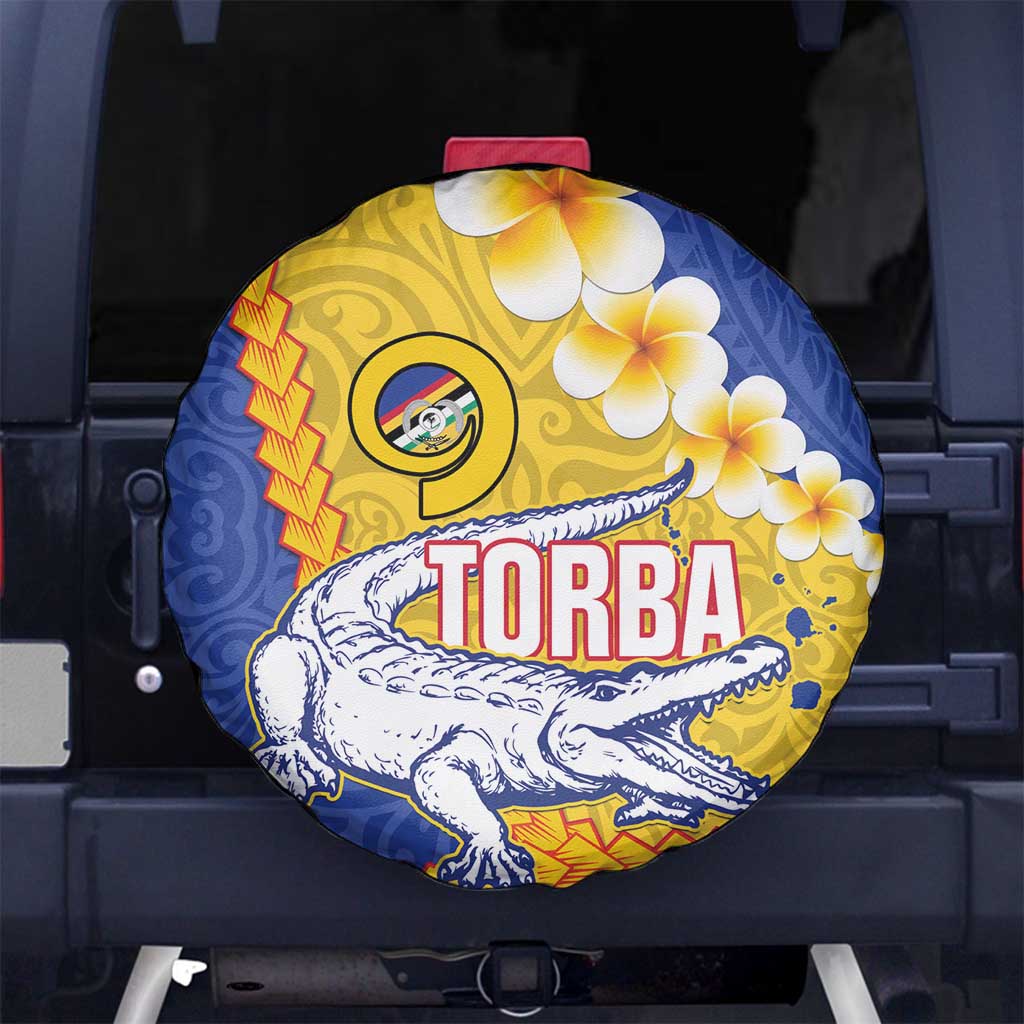 Torba Province Spare Tire Cover Vanuatu Pattern Crocodile - Plumeria Flag Color LT14 - Polynesian Pride
