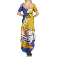 Torba Province Summer Maxi Dress Vanuatu Pattern Crocodile - Plumeria Flag Color LT14 - Polynesian Pride