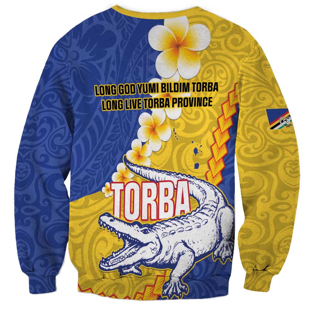 Torba Province Sweatshirt Vanuatu Pattern Crocodile - Plumeria Flag Color LT14 - Polynesian Pride