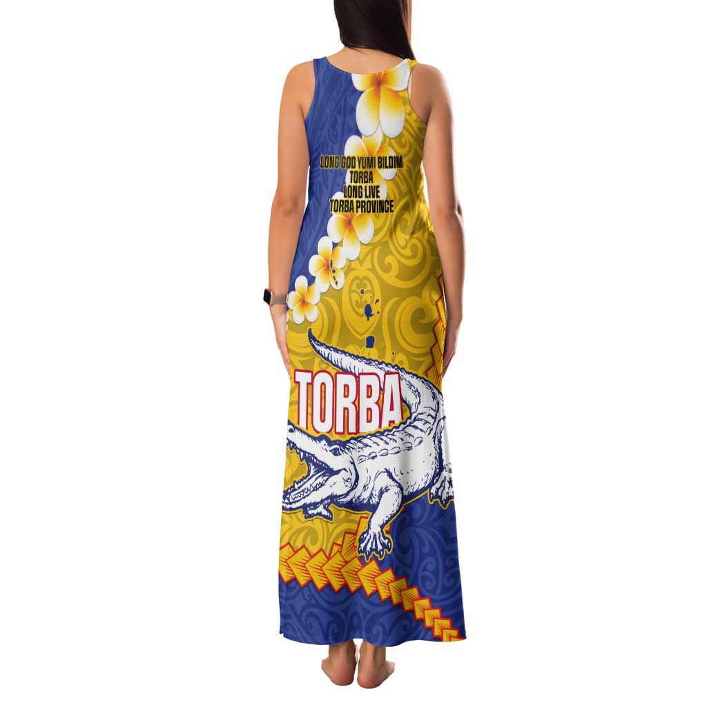 Torba Province Tank Maxi Dress Vanuatu Pattern Crocodile - Plumeria Flag Color LT14 - Polynesian Pride
