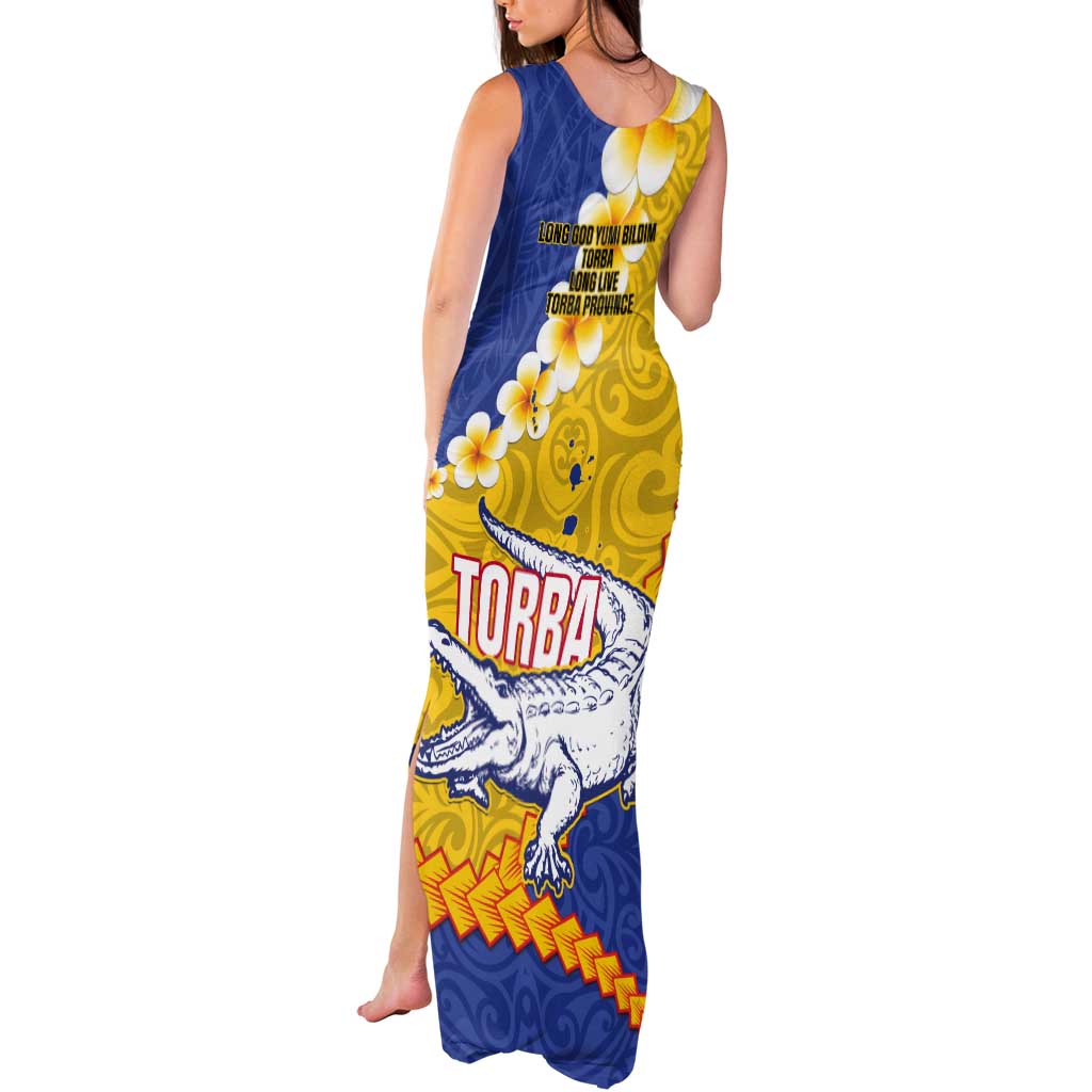 Torba Province Tank Maxi Dress Vanuatu Pattern Crocodile - Plumeria Flag Color LT14 - Polynesian Pride