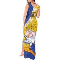 Torba Province Tank Maxi Dress Vanuatu Pattern Crocodile - Plumeria Flag Color LT14 - Polynesian Pride