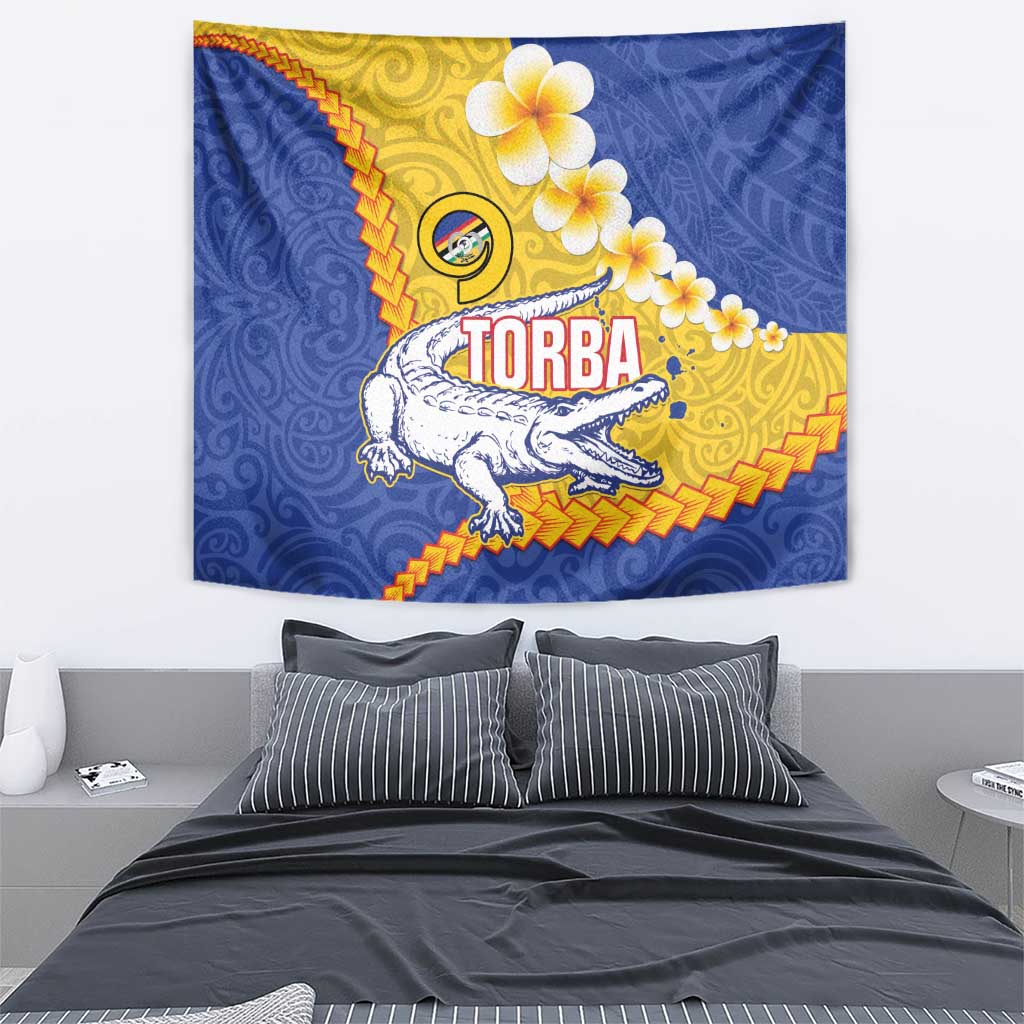 Torba Province Tapestry Vanuatu Pattern Crocodile - Plumeria Flag Color