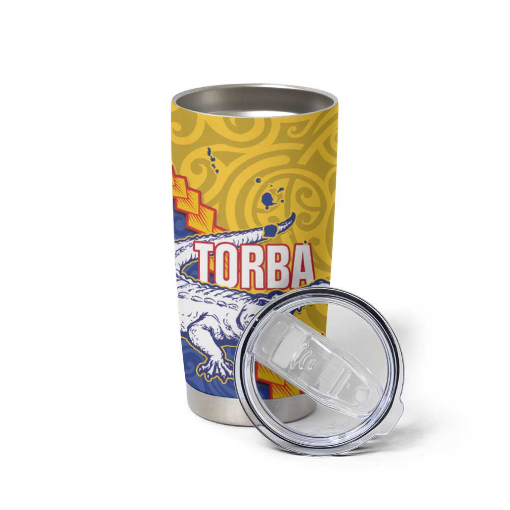 Torba Province Tumbler Cup Vanuatu Pattern Crocodile With Plumeria Flag Color LT14 - Polynesian Pride