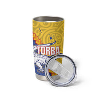 Torba Province Tumbler Cup Vanuatu Pattern Crocodile With Plumeria Flag Color LT14 - Polynesian Pride