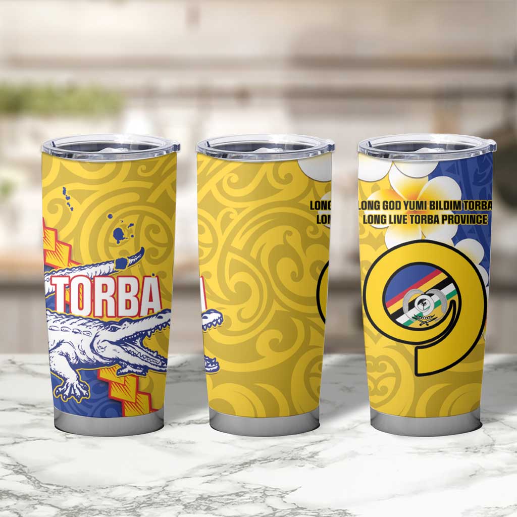 Torba Province Tumbler Cup Vanuatu Pattern Crocodile With Plumeria Flag Color LT14 - Polynesian Pride