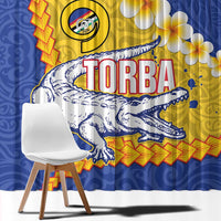 Torba Province Window Curtain Vanuatu Pattern Crocodile - Plumeria Flag Color LT14 - Polynesian Pride