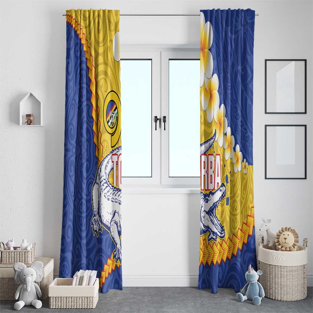 Torba Province Window Curtain Vanuatu Pattern Crocodile - Plumeria Flag Color LT14 - Polynesian Pride